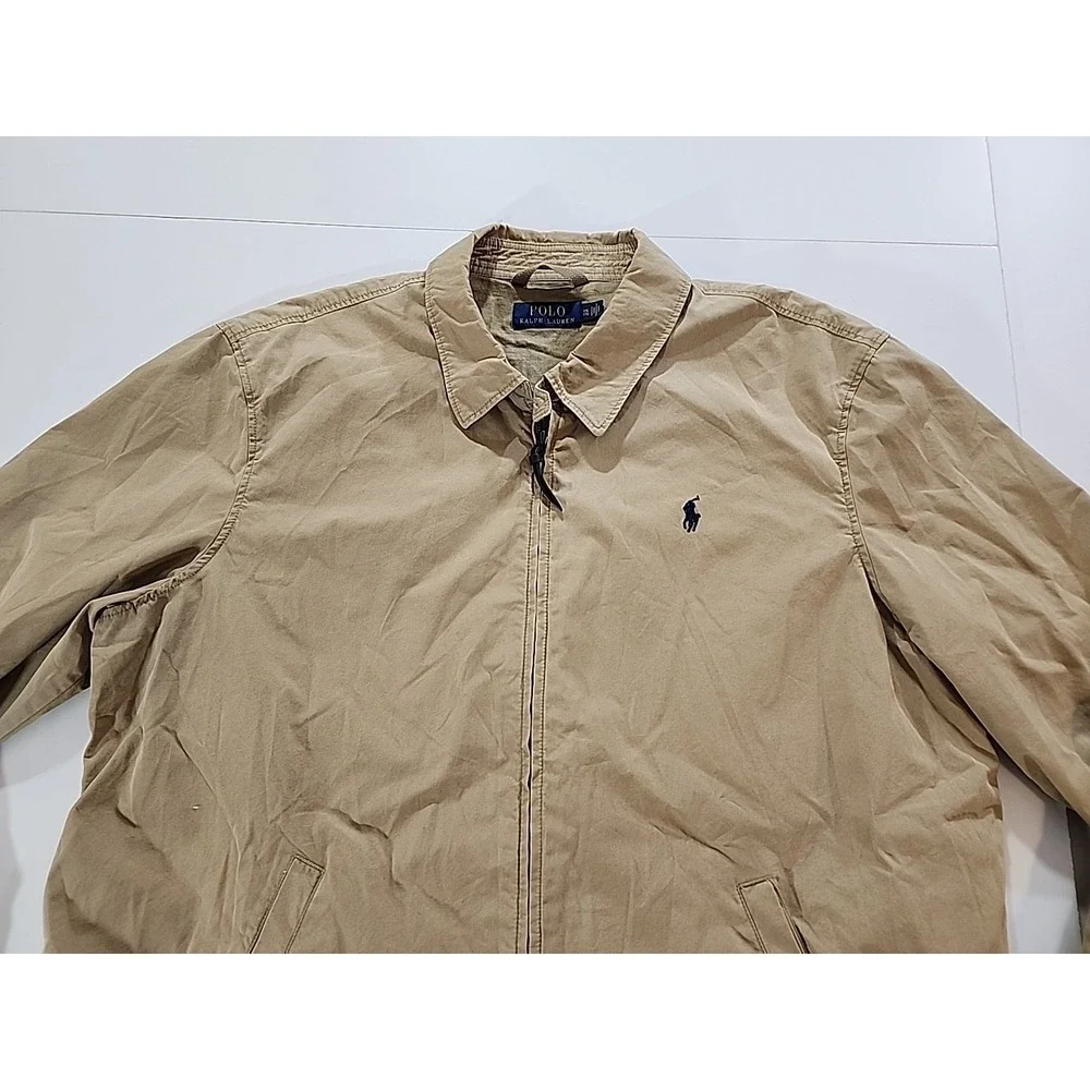 Vintage POLO RALPH LAUREN Small Pony Full Zip Bomber Jacket 90s Light Brown 2XL‎